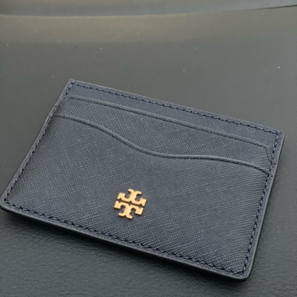 Tory Burch Navy Leather Card Holder